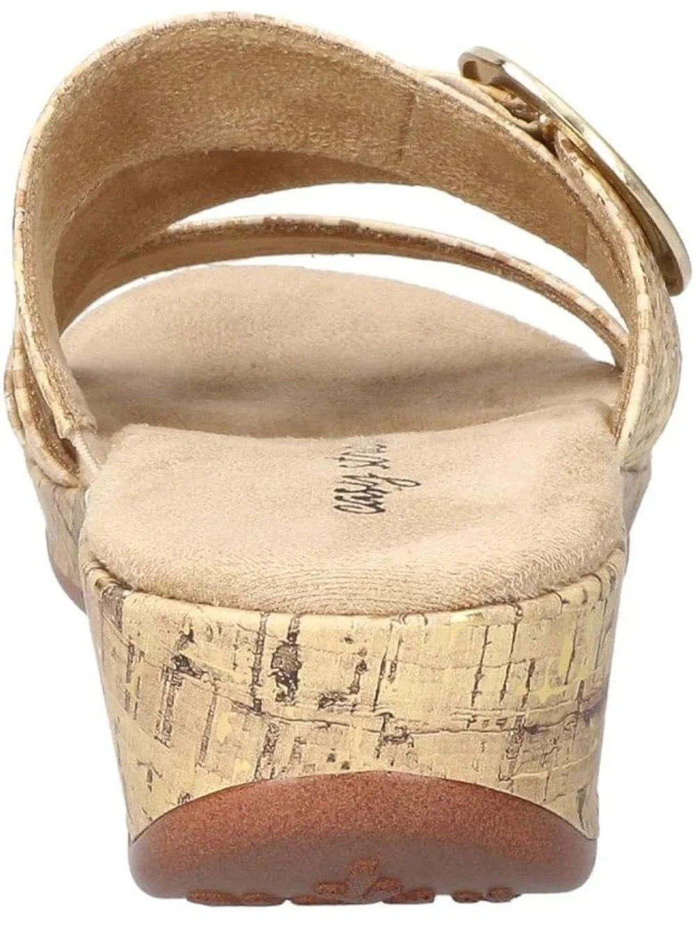 Easy Street Women's Tan Wedge Slide Sandal with Buckle